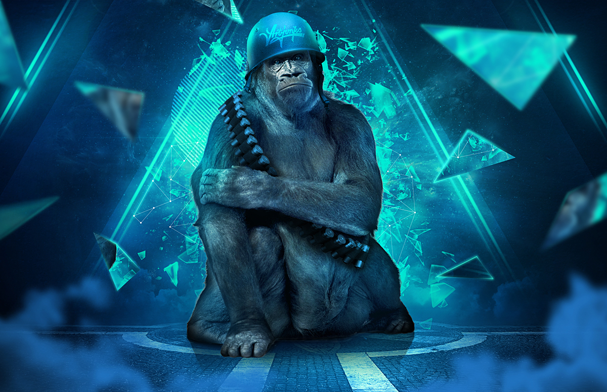 artjunks  artjunks collective  Gorilla Warfare  gorilla  war evolution  man  ape digital illustration