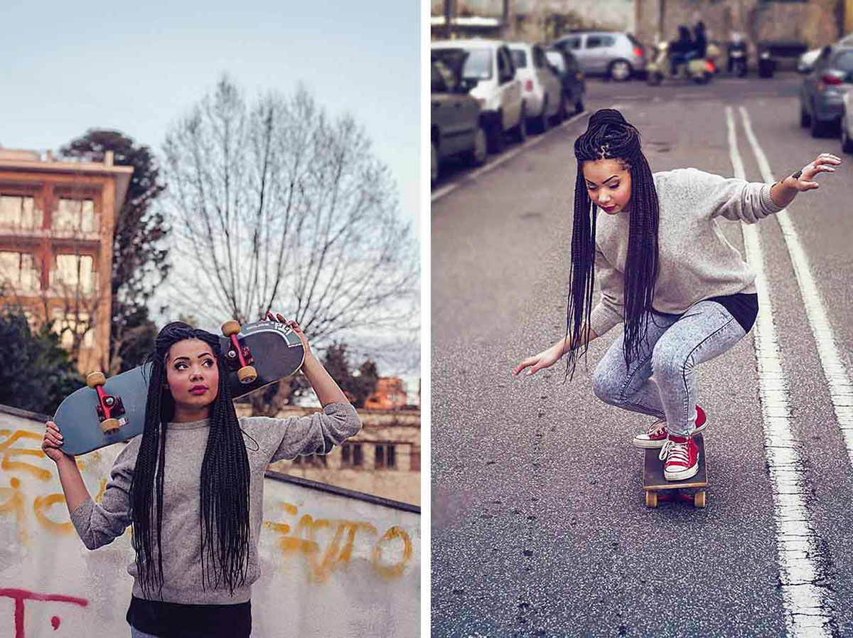 skate girl street style braids afro Street girl