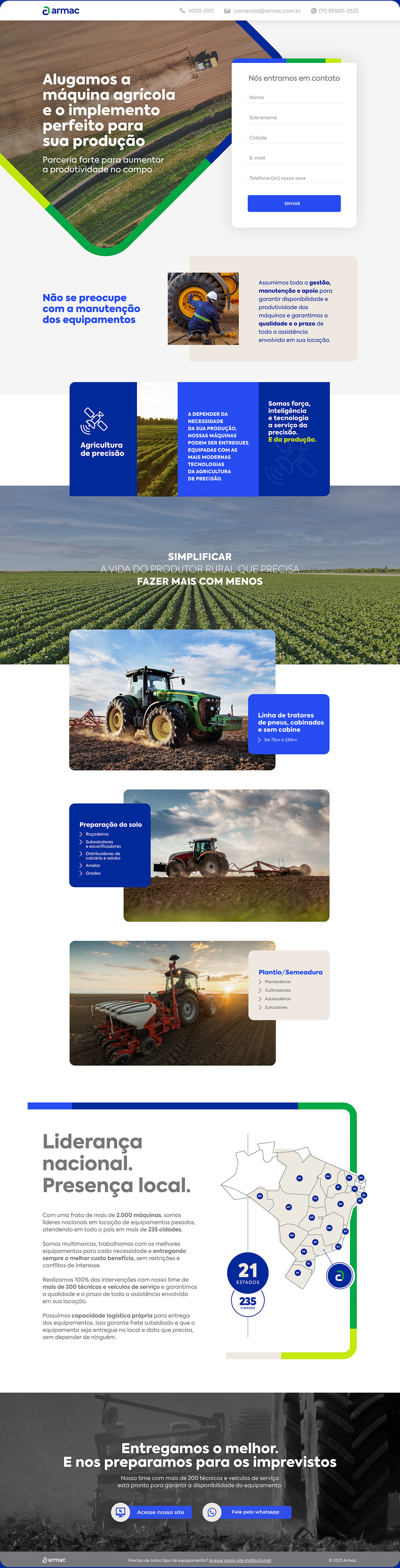 UI/UX design interface landing page page layout Page designs agricultura agricola máquinas pesadas industry Produção