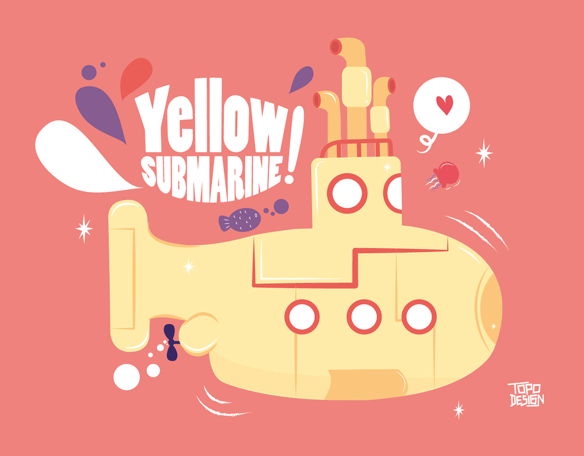 Yellow Submarine editorial graphic design  ILLUSTRATION 