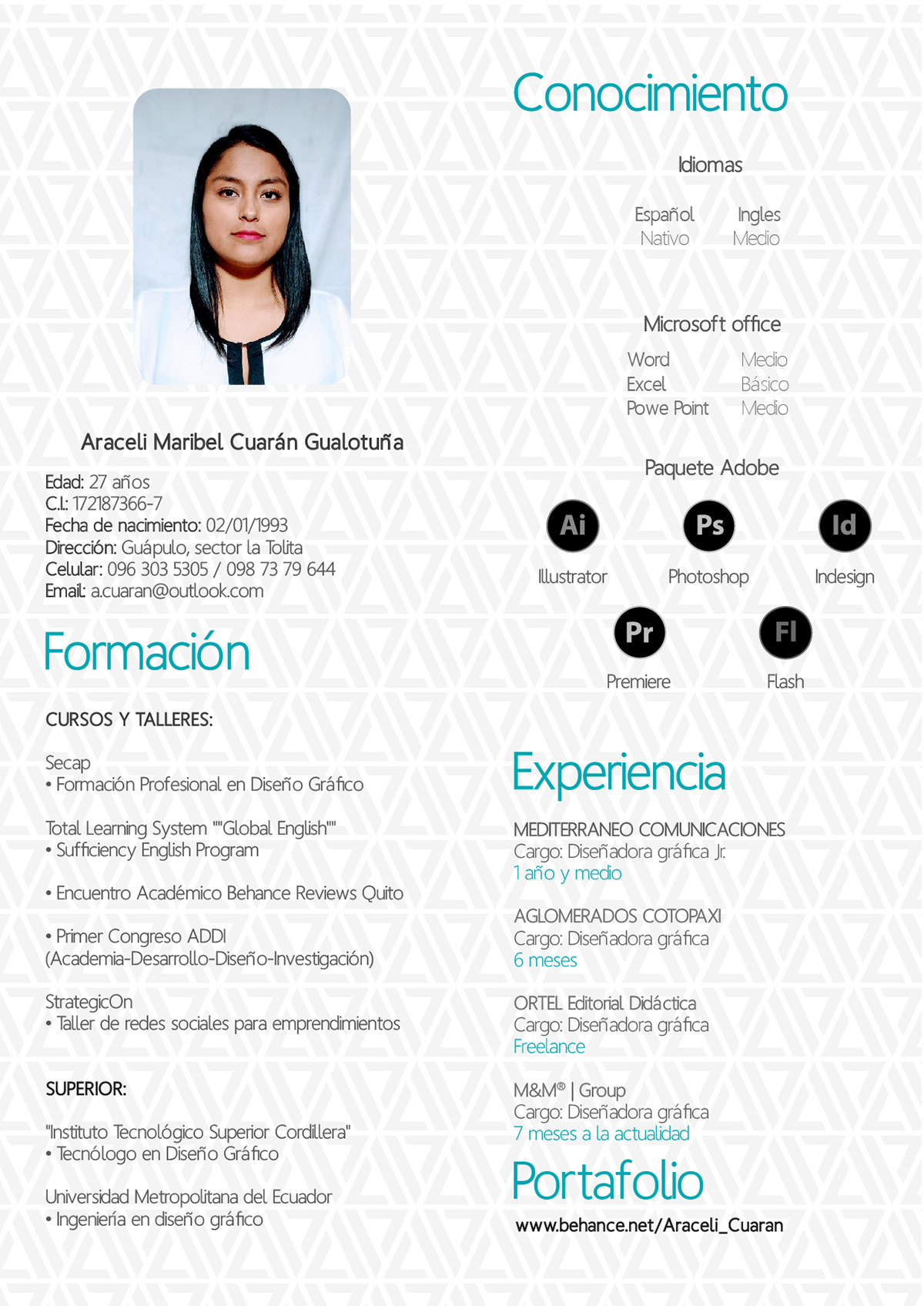 portafolio diseño gráfico aran Ecuador Araceli Cuarán