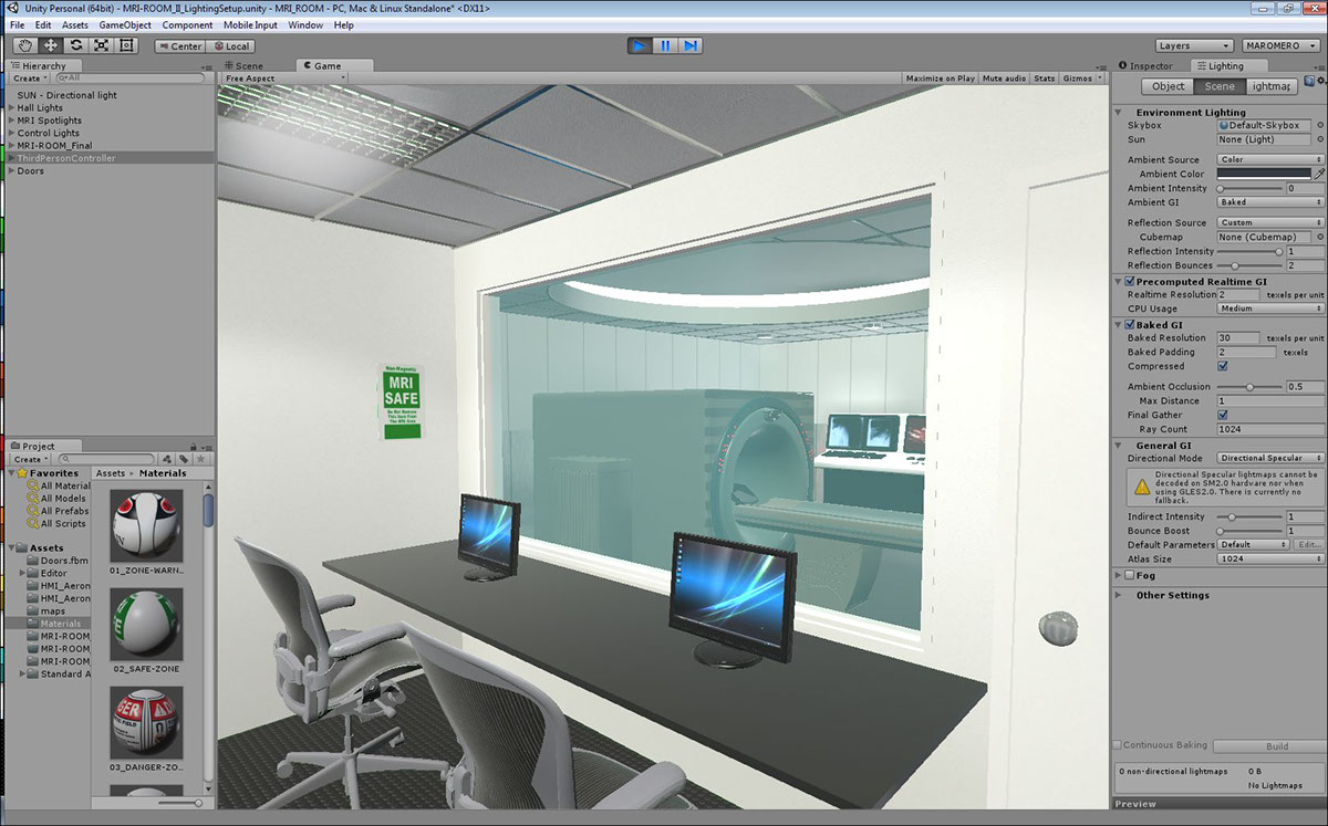 unity 5 simulation Virtual reality 3D architectural visualization PHOBOS psytech mri room vr