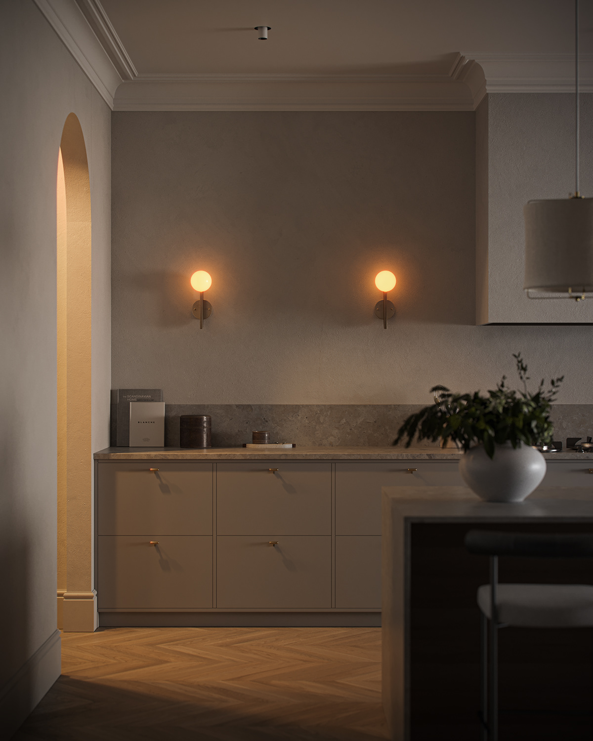 corona 3ds max Render visualization interior design  CGI design Scandinavian kitchen mood