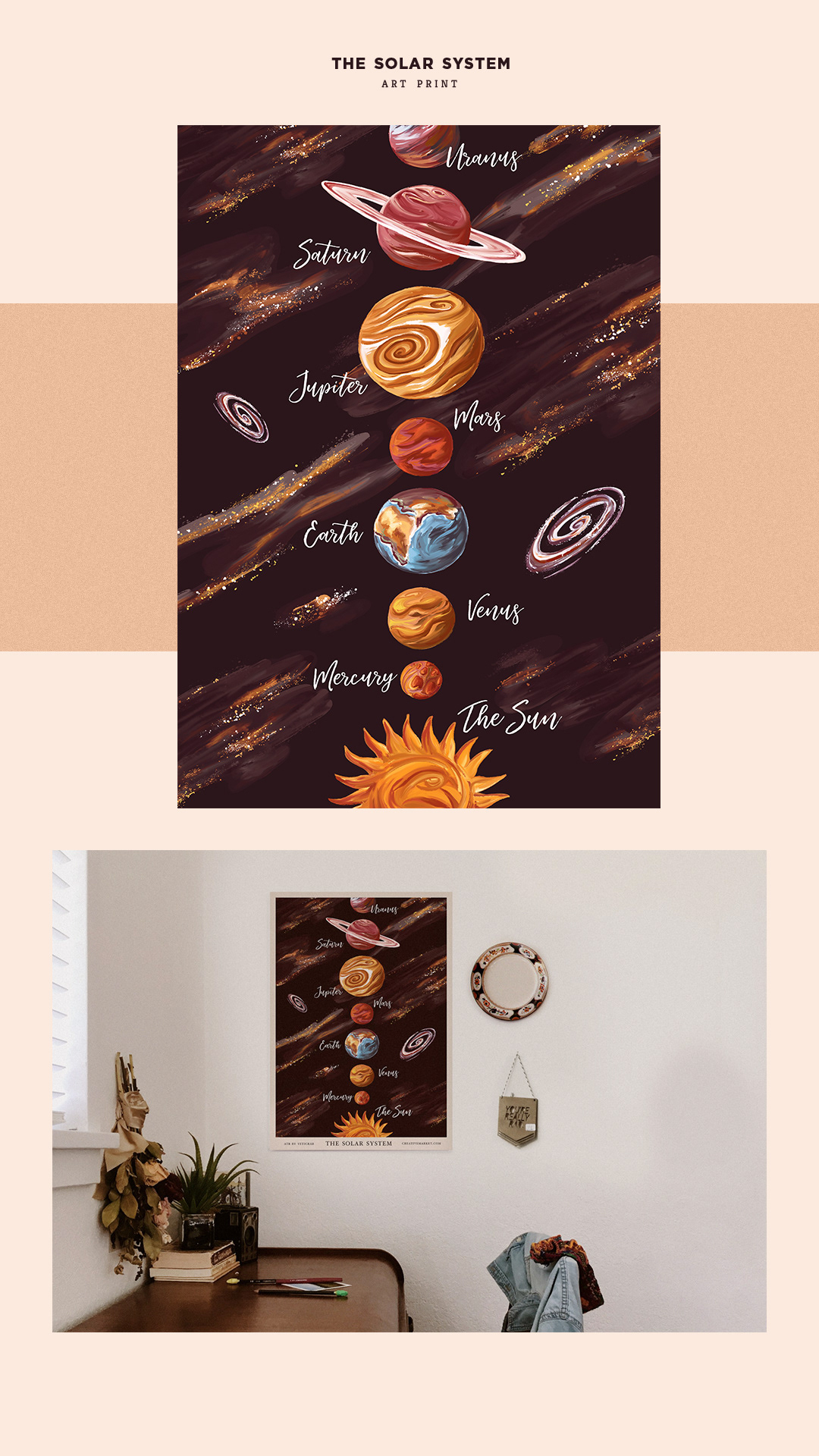solar system Astrology Space  poster space art Planets Acrylic paint moon universe clipart