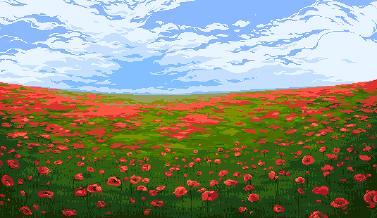 pixel pixelart pixel-art pixels background bgr poppy poppies field MORNING Day Evening night Landscape palette