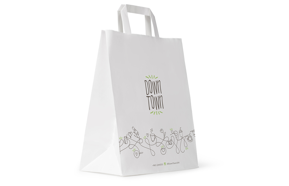 downtown deli cafe Coffee Kuwait Mockup kw Saudi Arabia package bags fresh healthy food cafe shop healthy Food 