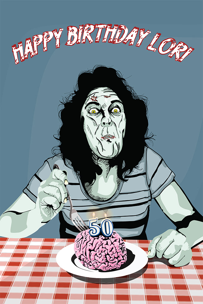 zombie Birthday poster Brains Illustrator
