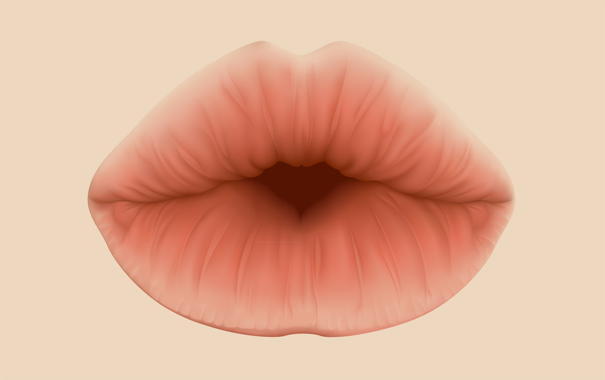 lips face vector portrait close up digital Illustrator gradient mesh kiss realistic