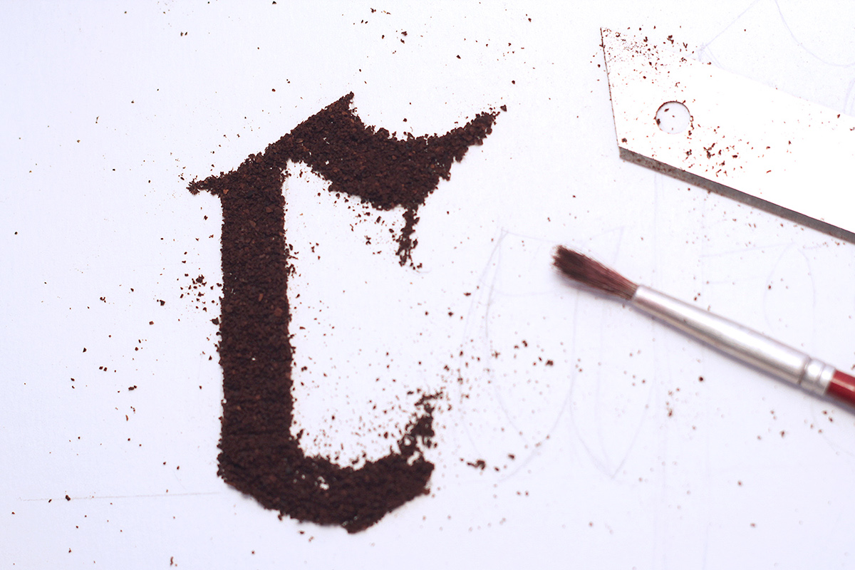 Coffee ground coffee experimental type lettering experiment