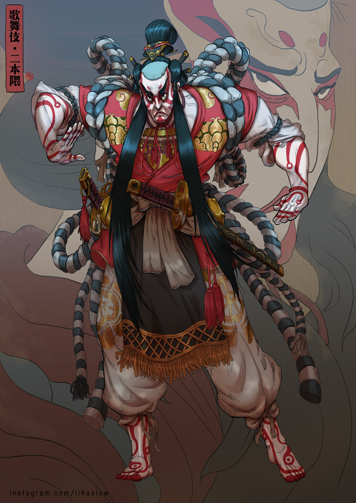 characterdesignchallenge kabuki japanese fantasy art comic samurai painting   digitalart