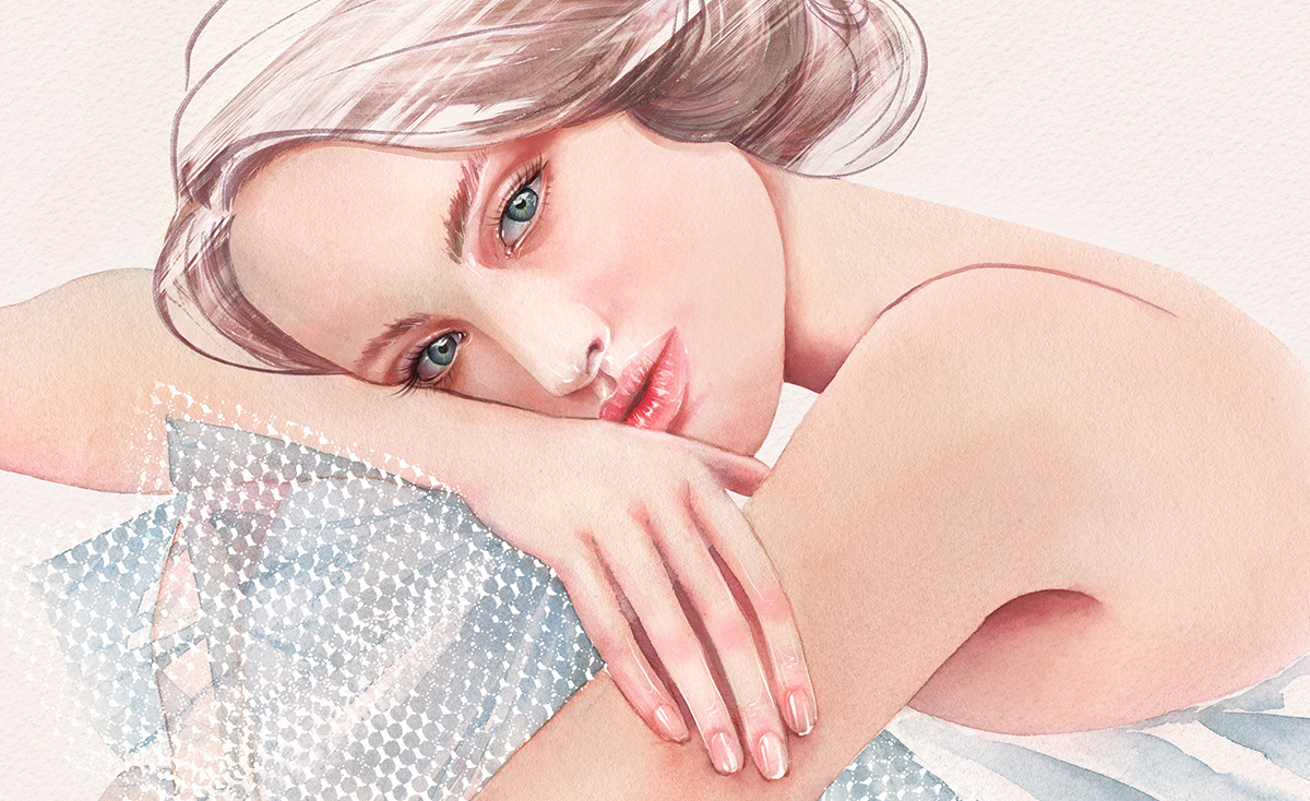 beauty couture Editorial Illustration face Fashion  fashion illustration human face portrait realistic watrecolor