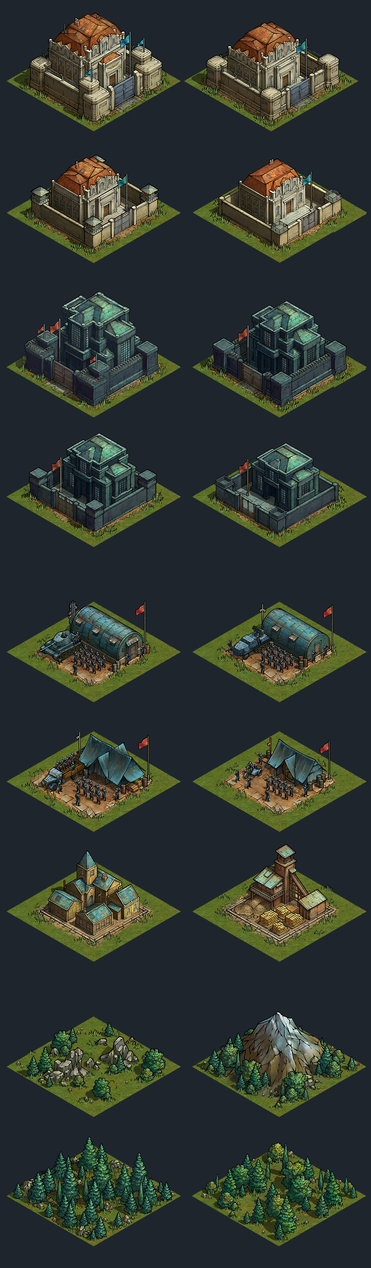 Iron Commander Isometric environment game War World war 2 Military base architecture building
