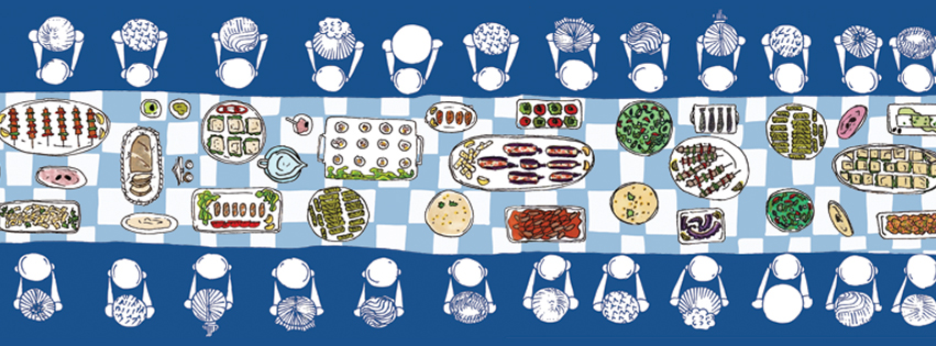 artwork illustrationartist foodillustration graphicdesign design ILLUSTRATION  Mural buffetillustration Food  greekfoodillustration