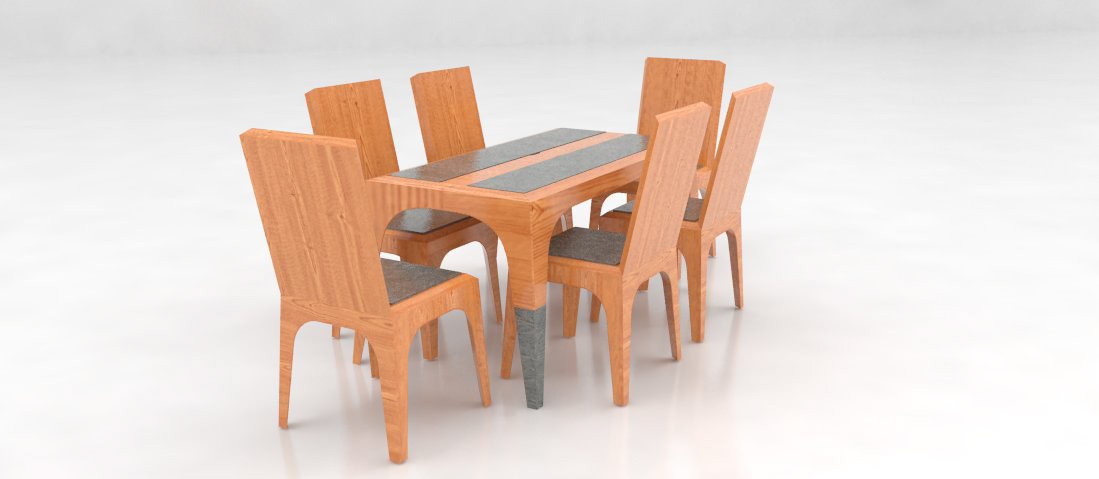 dining  table  Concrete  bamboo  interior design table concrete bamboo