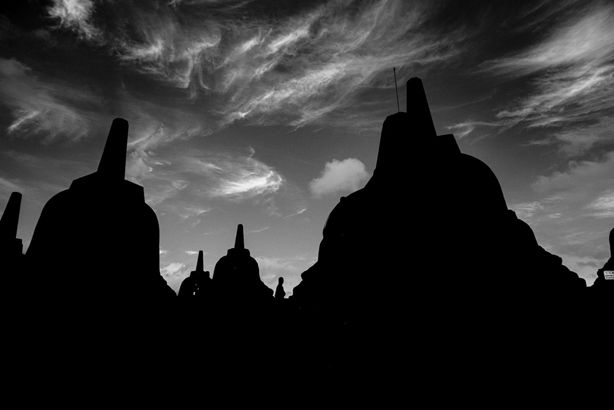 borobudur Buddha budhism indonesia sacred temple black and white java lightroom Photography 