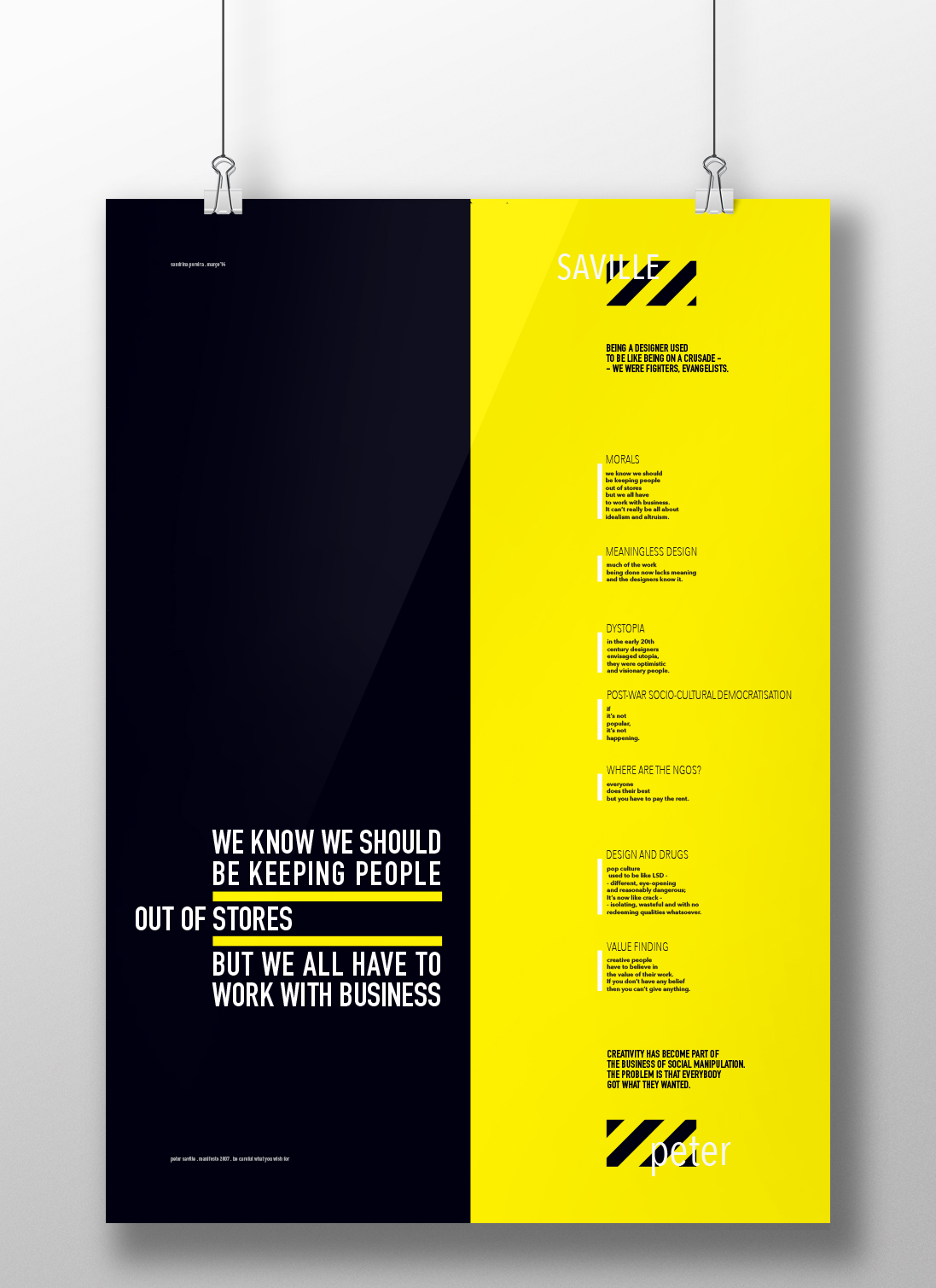 Peter Saville be careful What You Wish design manifesto FBAUL black and yellow