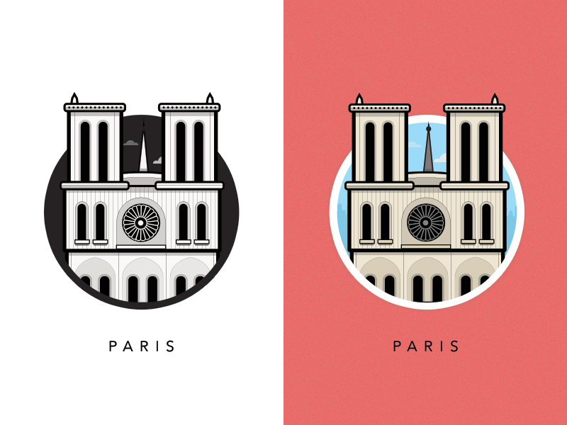 illustrations Ireland city London Paris amsterdam