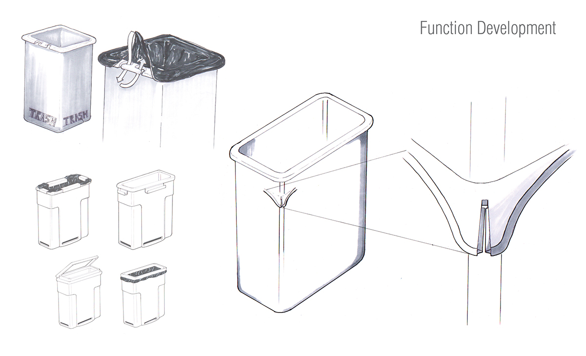 design products sketching Trash Cans toter Appalachian State portfolio redesign concept development