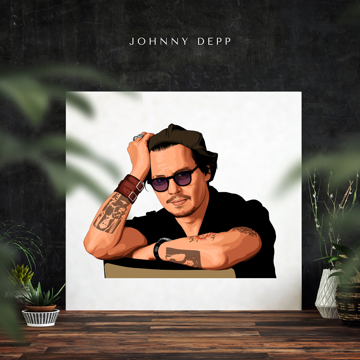 johnny depp portrait Digital Art  ILLUSTRATION  adobe illustrator vector art Fashion  behanceshowcase CelebrityPortrait protrait illustration