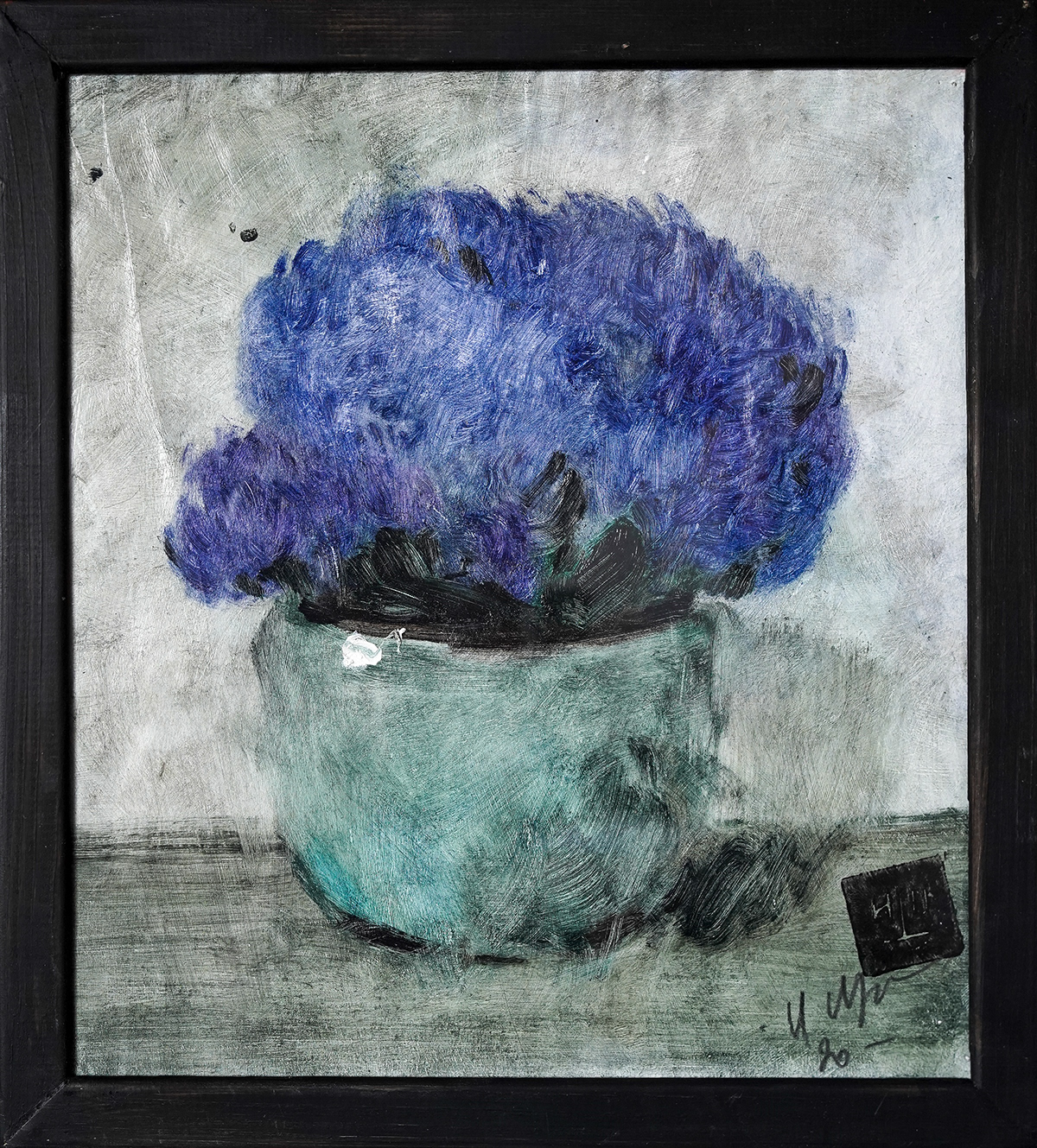 blue botanic flower bouquet Flowers igor krapar impressionism Oil Painting Original Art still life