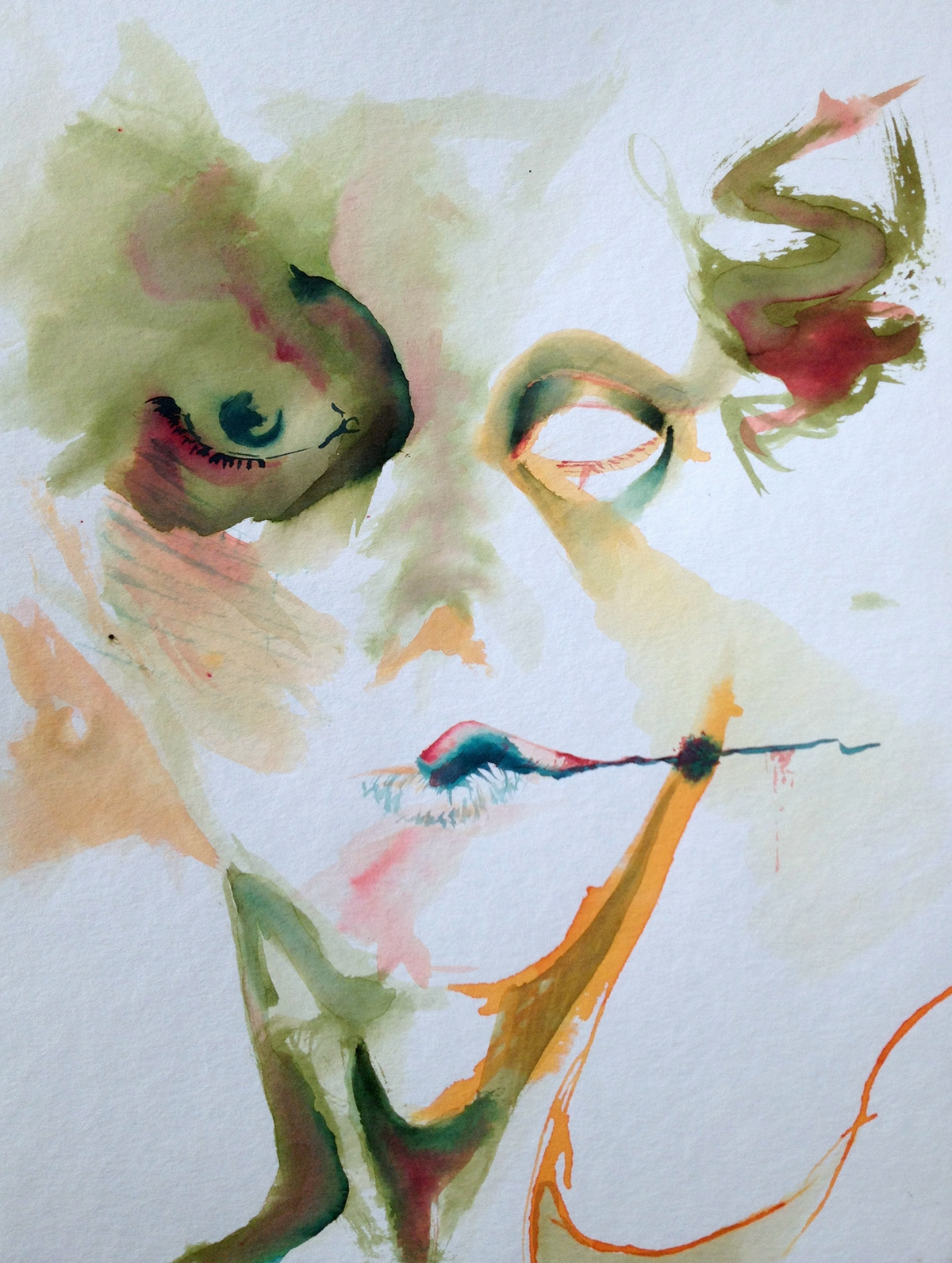 portrait femmale women woman watercolor