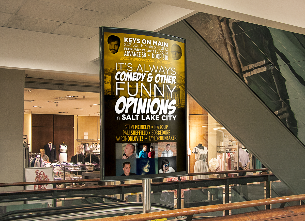comedy  stand up Events print posters logos flyers websites