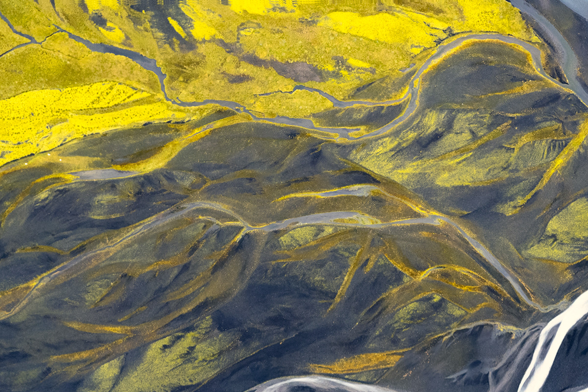 iceland Landscape structure river abstract Travel Nature drone yellow blue
