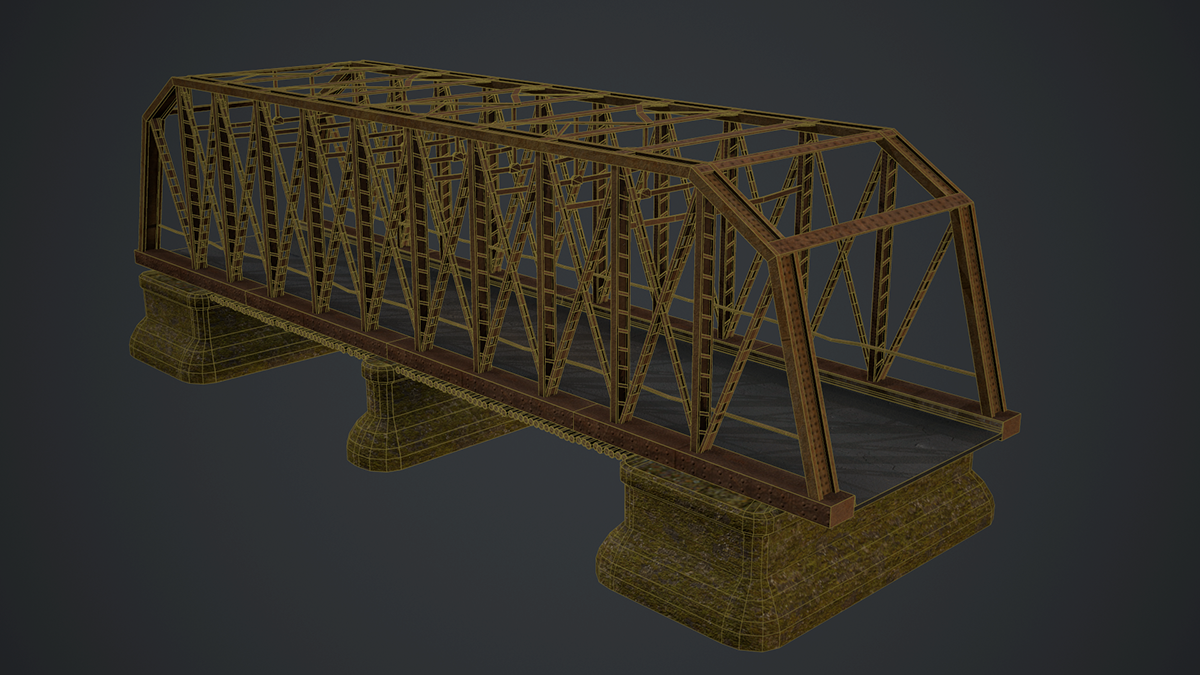 Low Poly bridge section bridgework 