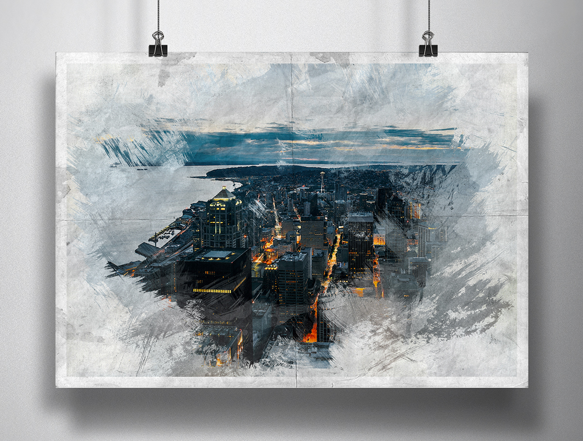 flux photoshop manipulation city watercolor abstract paint wallpaper creative art