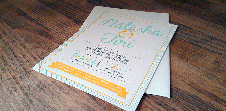 letterpress wedding invite print type
