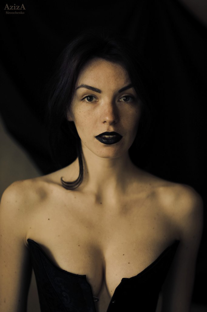 woman girl body nude breast hands lips black mourning Tragic drama portrait