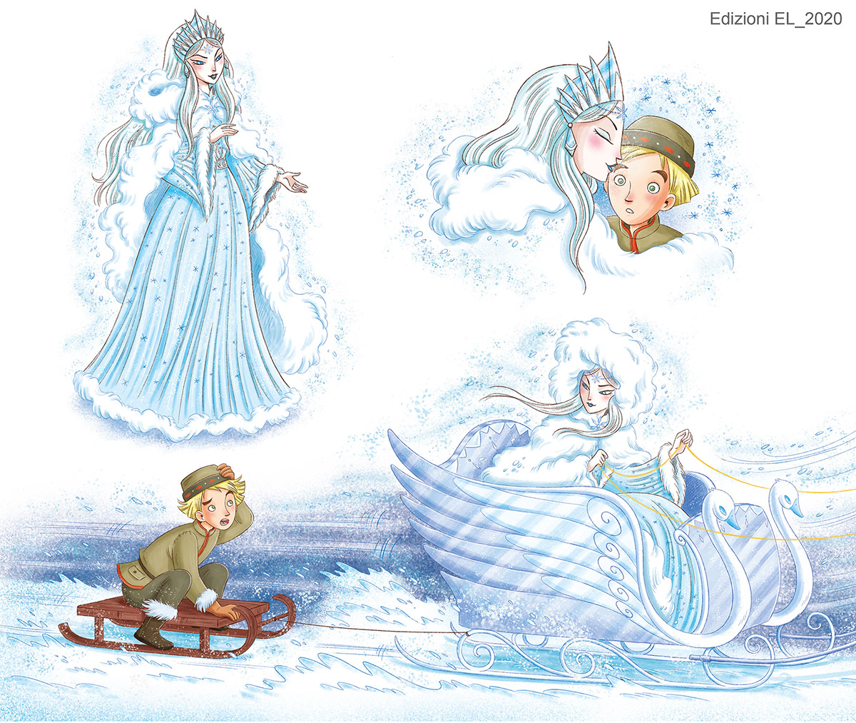 snow queen fairytale kidlitart children's book color snow winter