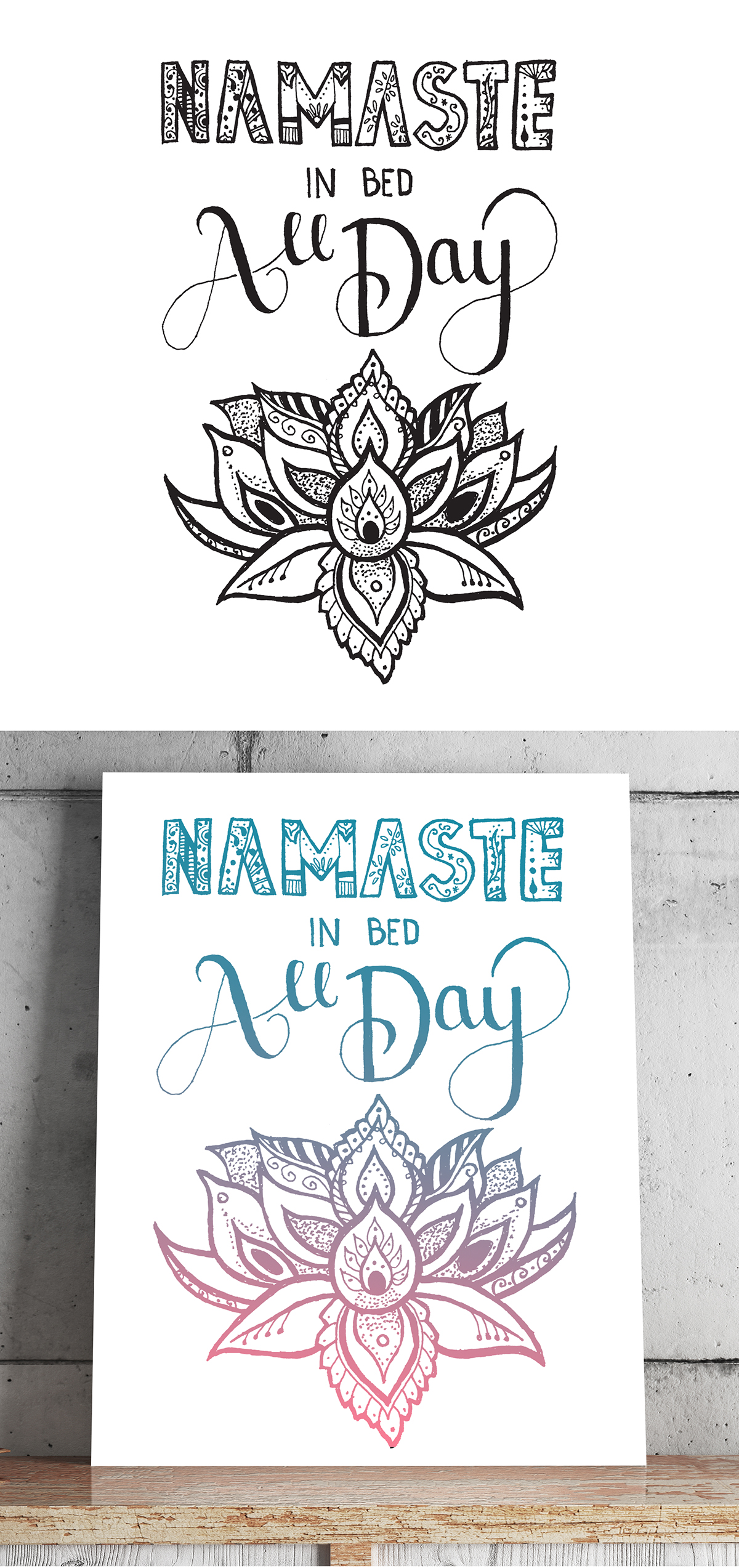 poster Yoga namaste sleep lotus flower