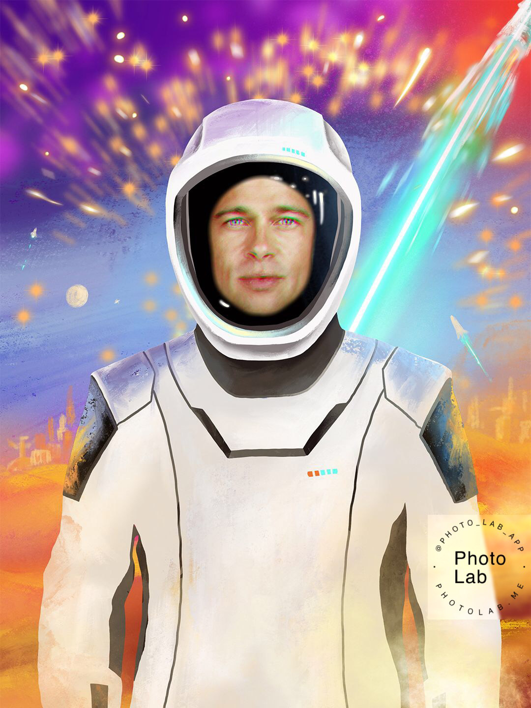 spacex Dinoricco photolab Space  app design Brad Pitt putin Justin Timberlake photo retouch photomask