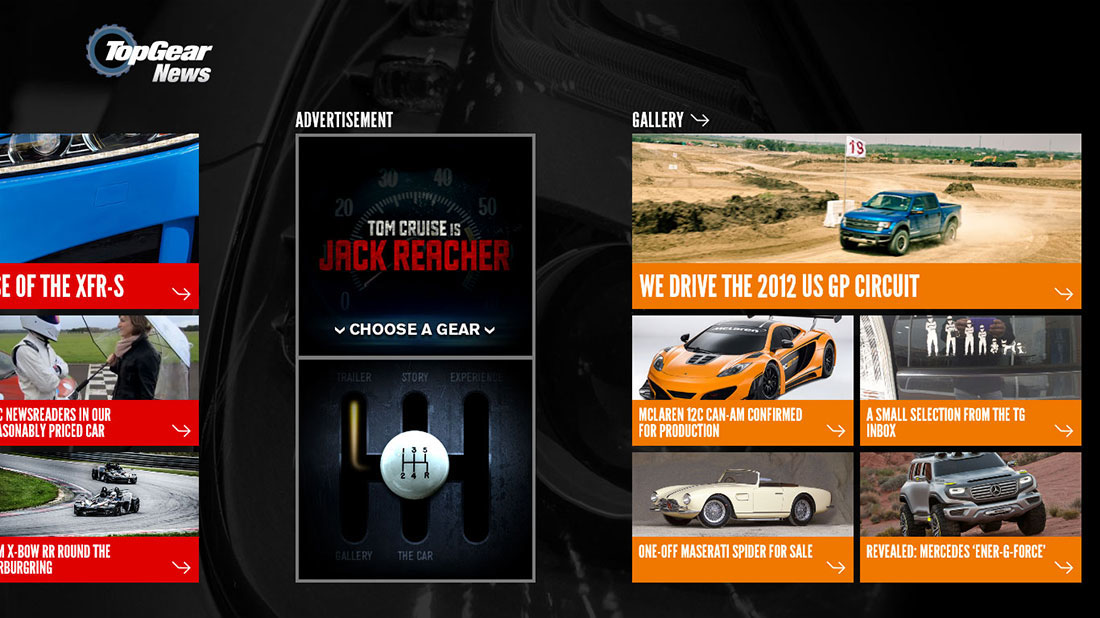 Jack Reacher  Tom Cruise Windows 8 app Online Advertising parallax cinema 4d