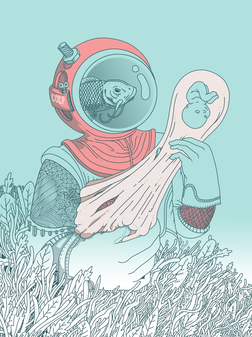 Illustrator artist istanbul digital underwater astronaut fish baby sea Exhibition 