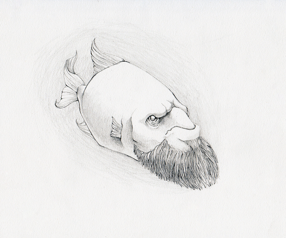 fish beards beard art graphite pencil James McKain facial hair