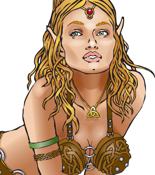 ELF WARRIOR sexy elf Girl With Sword dungeons & dragons pathfinder D20 RPG logan rogers