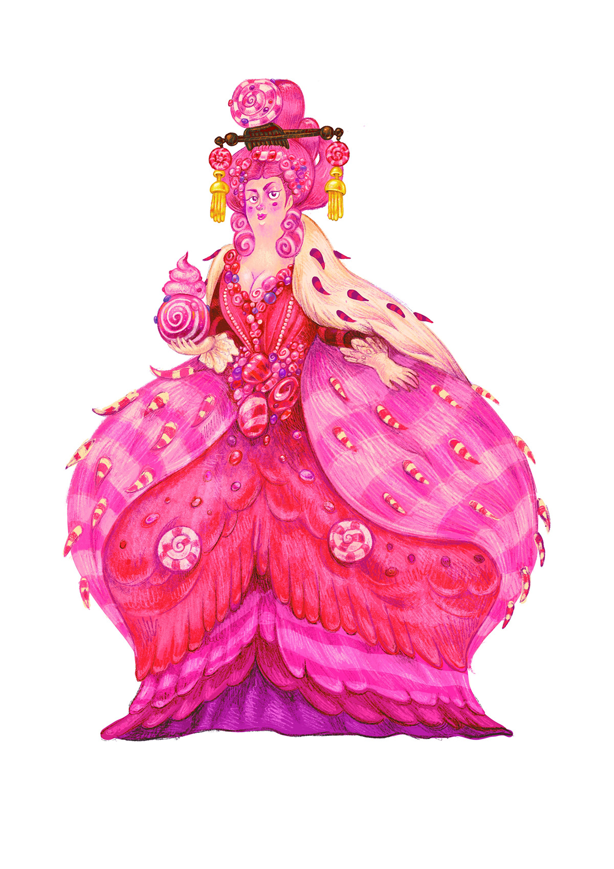 angel Character cupcake digital fantasy ILLUSTRATION  monster pink seraphim Sweets