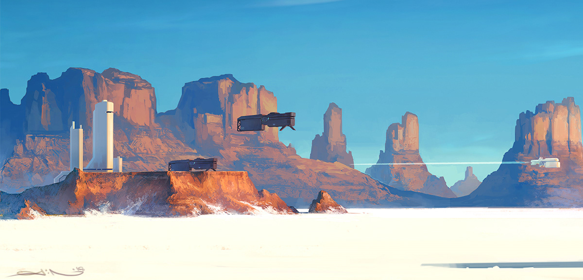 desert Wanderer glisser White stranger art CG sci-fi