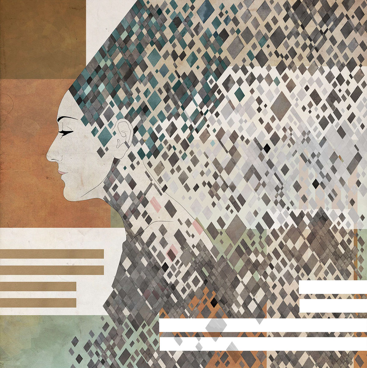 collage mixed media watercolour pattern profile texture Digital Collage