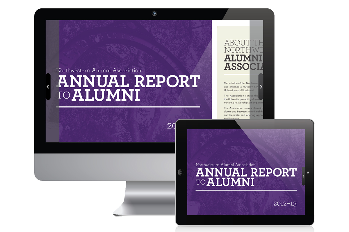 electronic publication annual report engagement northwestern university Layout Design higher education design marketing  
