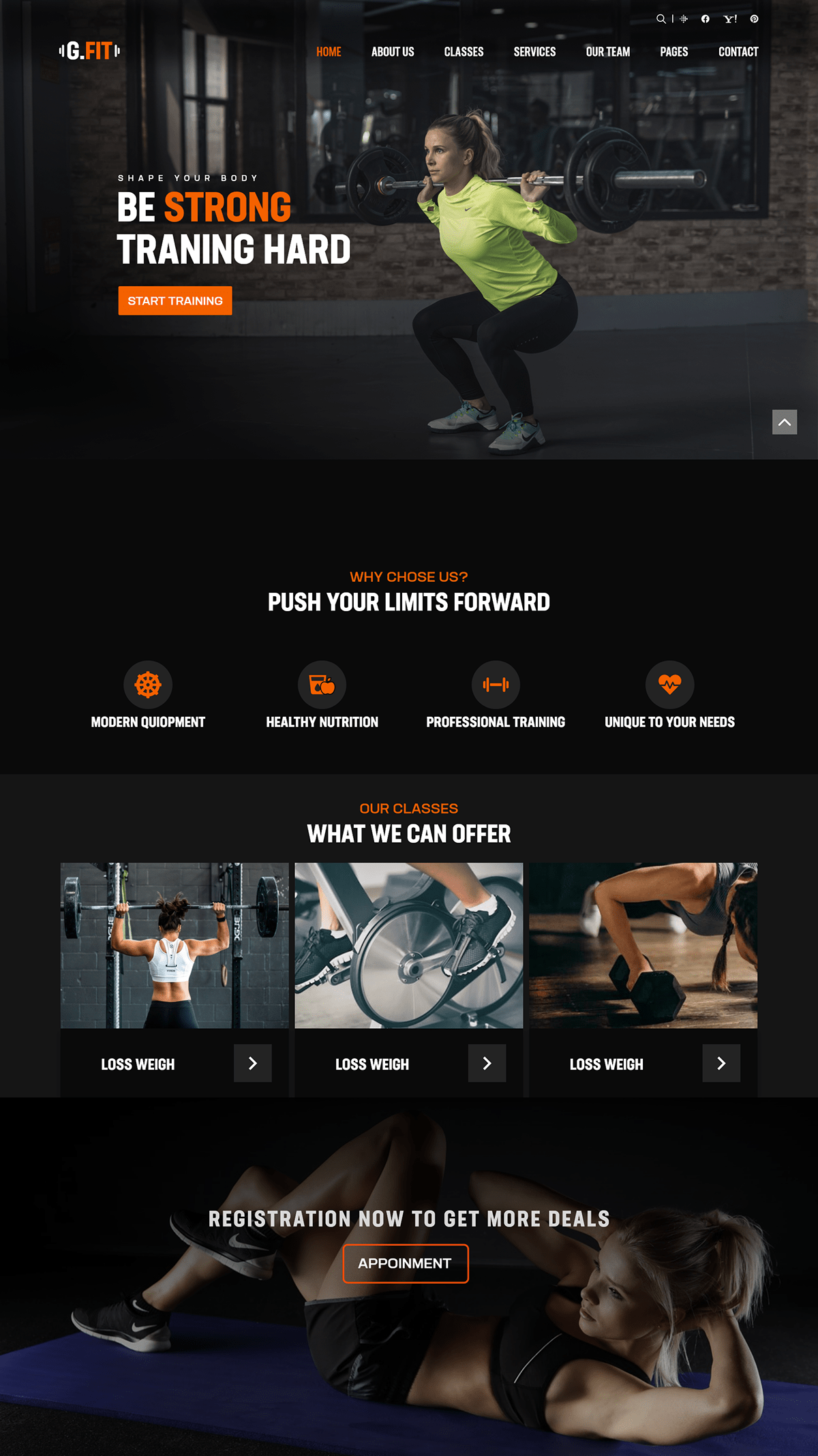 color design gym landing page UI/UX Website xD