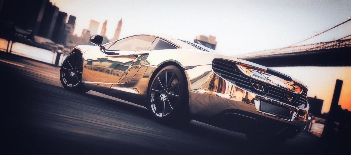 McLaren newyork Manhattan 3D CGI retouch supercar Sportscar 3dsmax VRED gold conceptcar concept skyline