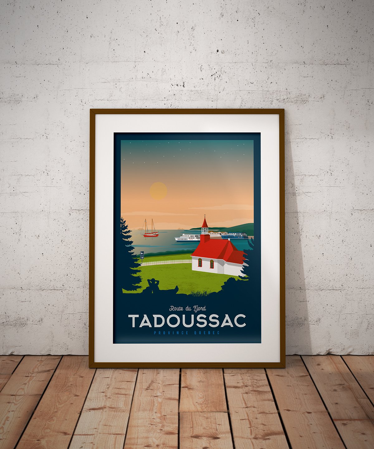 Canada Quebec Landmark sea Landscape skyline design vector travel poster poster