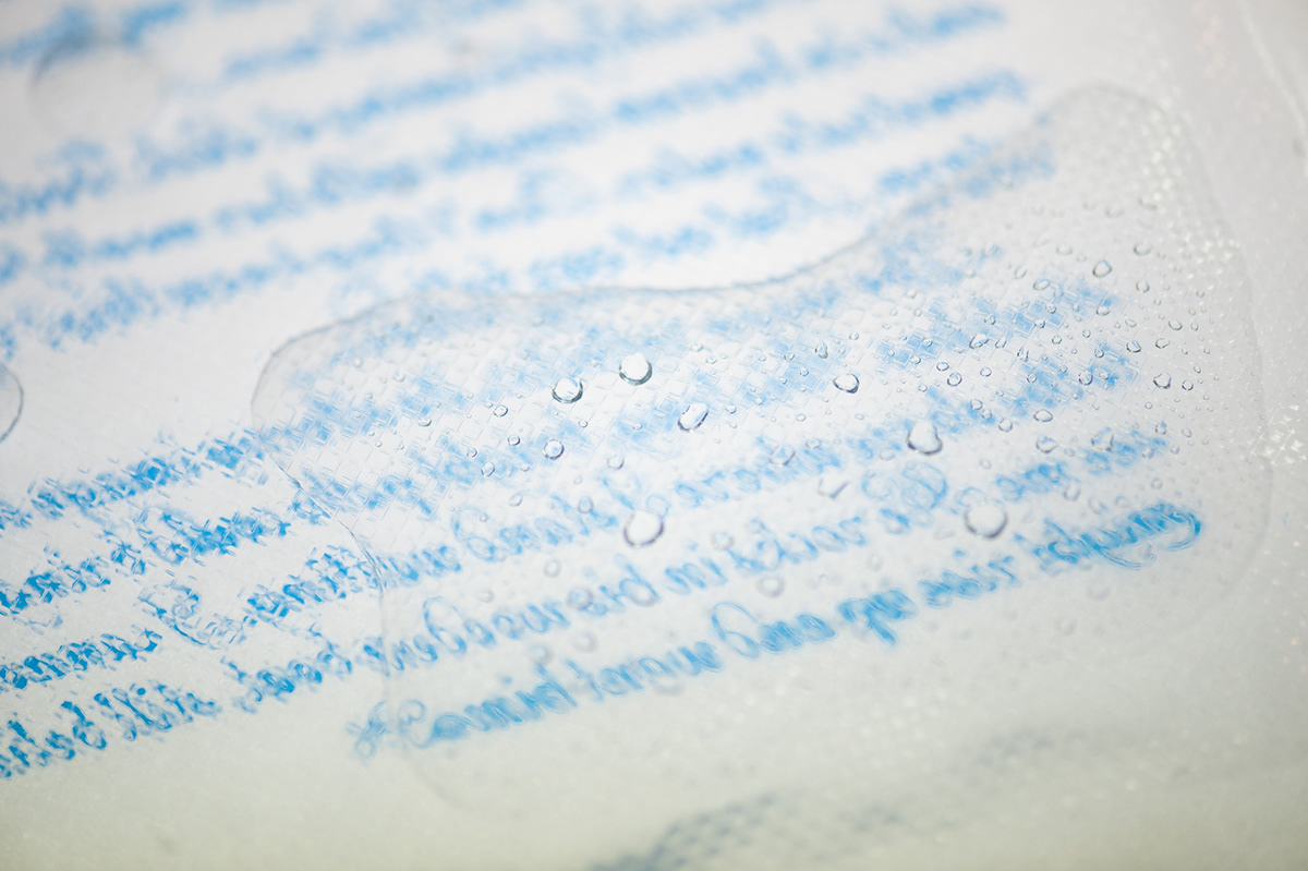 letterpress printing type design plastic water bag