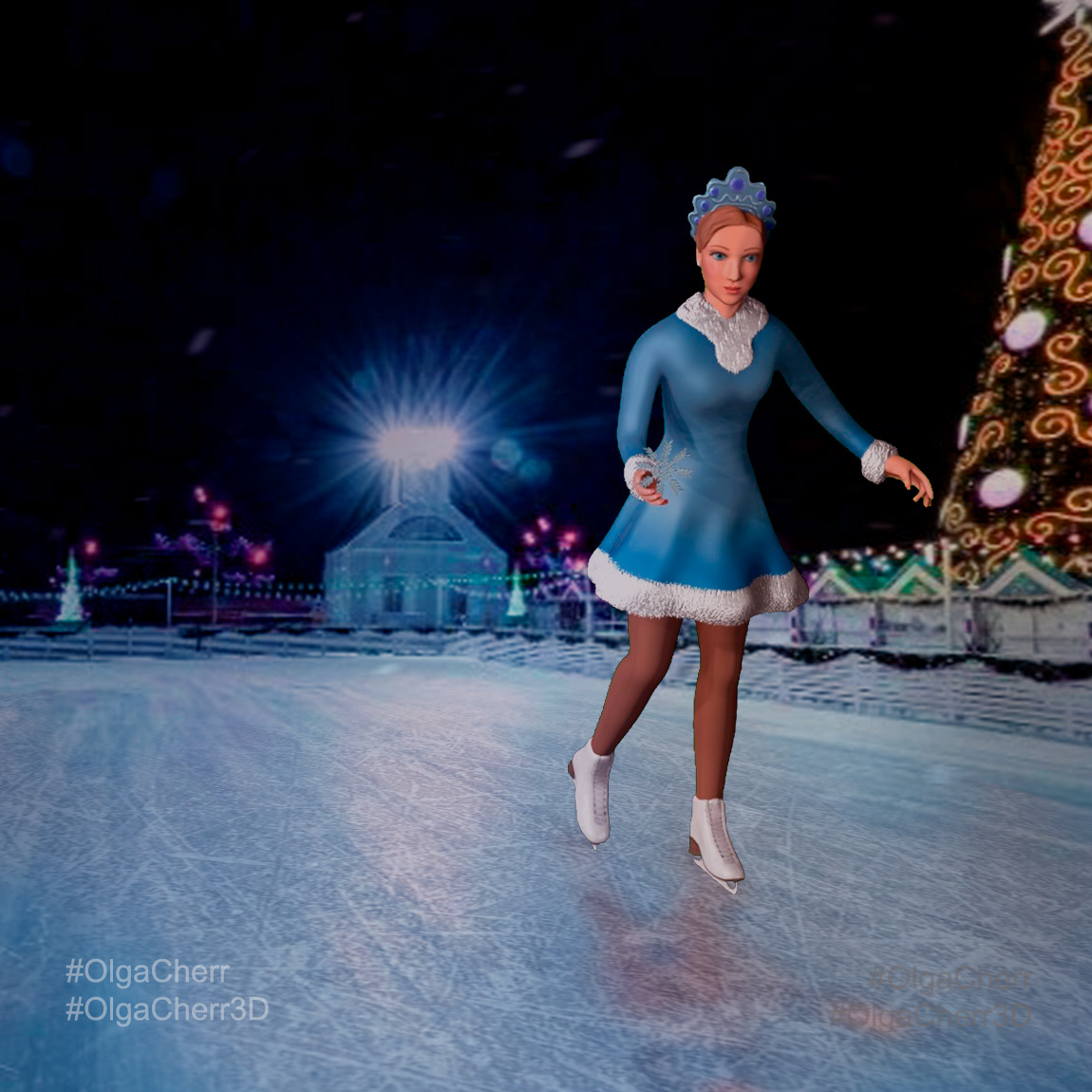 Zbrush коньки Новый год Рождество Снегурочка фигуристка Фигурное катание figure skater Snow Maiden