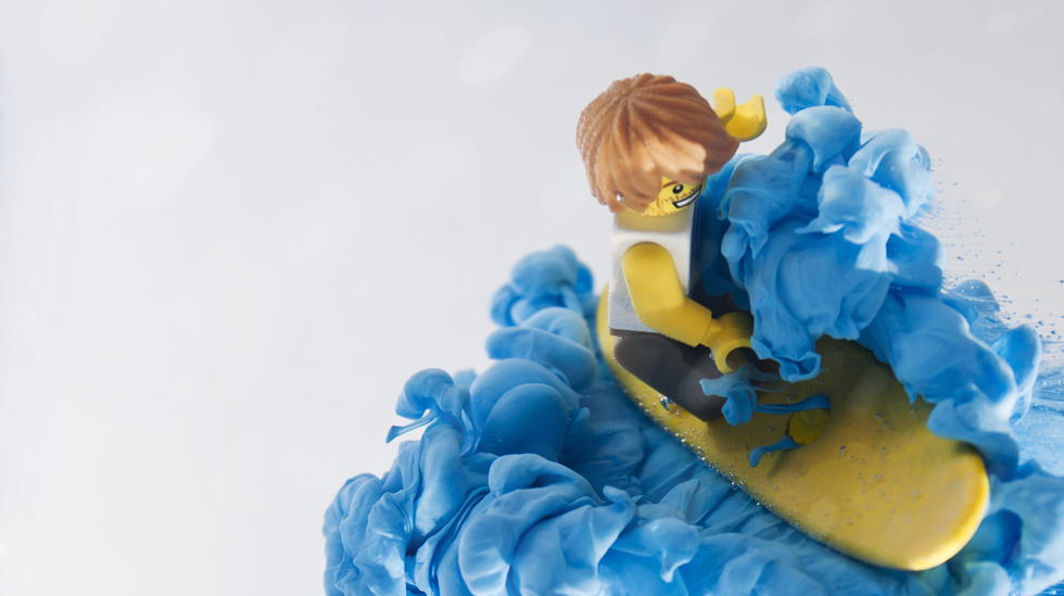 LEGO Surf water ink paint bowl yhea blue wave splash