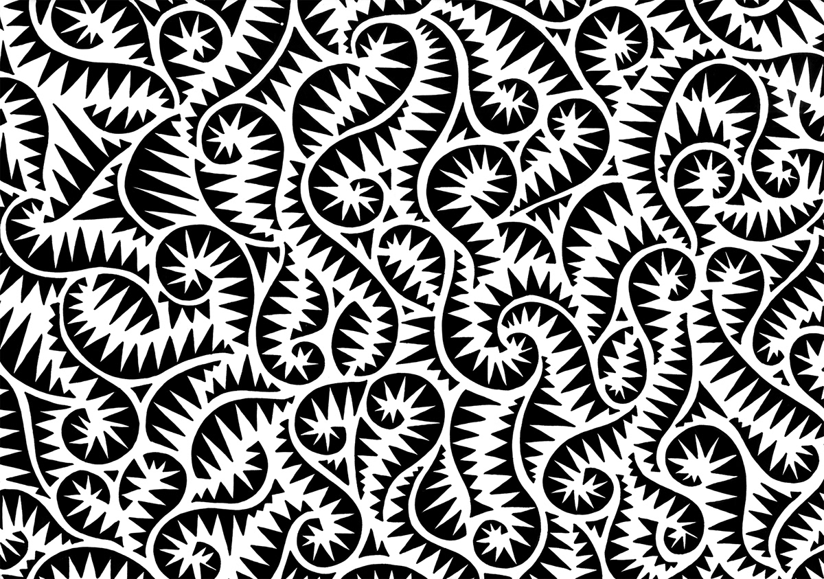 Black and white pattern inspired by ferns in Galicia, Spain, by Stillo Noir