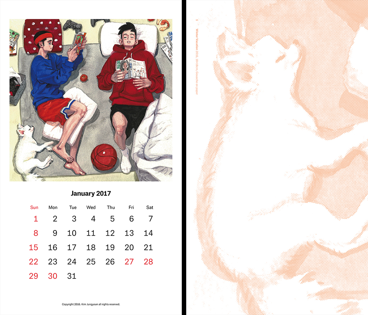 calendar illust Exhibition  Popup boy girl winter Fall spring summer